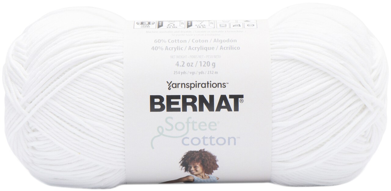Bernat Softee Cotton Yarn-Clear White